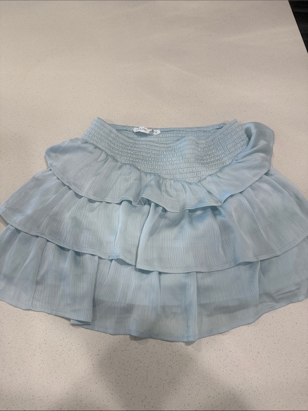 Altar'd State Light Blue Tiered Ruffle Skater Skirt Small